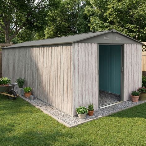 Abri Jardin Métal 13.6m²WoodTouch Beige + Kit Ancrage X-METAL (1/5)