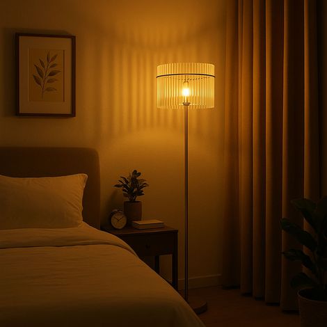 Stehleuchte Standlampe Wohnzimmerlampe Schlafzimmerleuchte Esszimmerlampe Beistellleuchte, Metall Glasstäbe Gold, LED 7W 630Lm warmweiß, H 152 cm (1/5)