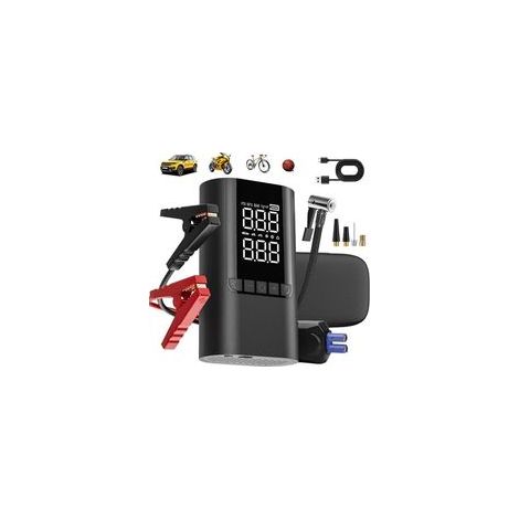 Tragbarer 12-V-Starthilfeakku – 6000 A, 10000 mAh, 150 PSI Luftkompressor, Smart-Display, Schnell-USB, LED & SOS