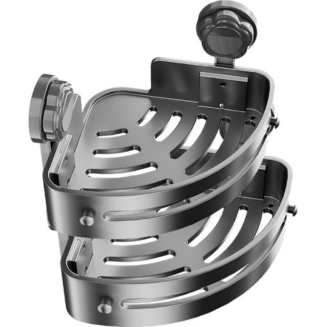 1 étagère d'angle pour douche, fixation par ventouses, sans perçage, résistante à l'humidité, pour salle de bain et cuisine (1/5)
