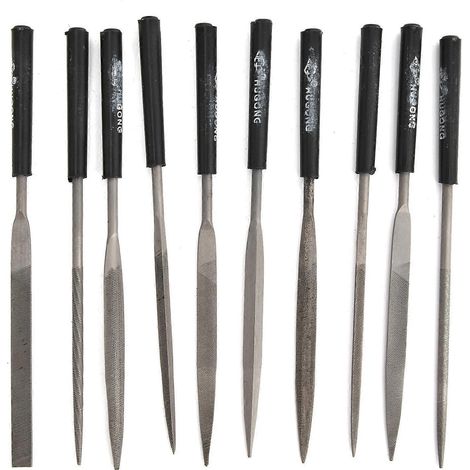 Nadelfeilen-Set Mini-Schmuckfeilen aus Kohlenstoffstahl, einseitig, zum Glätten von Metallmodulen, 4 x 160 mm