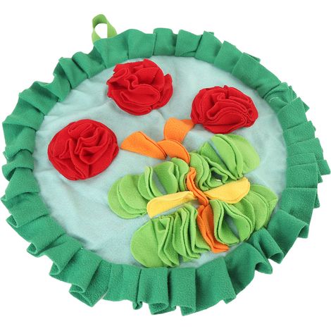 Tapis de recherche de nourriture pour lapins à motif de trois fleurs rouges - Tapis de fouille interactif pour lapins - Tapis d'alimentation pour animaux de compagnie (1/5)
