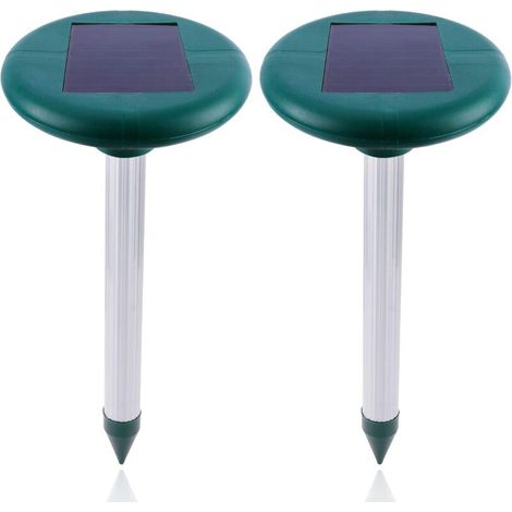 Set mit 2 solarbetriebenen, wasserdichten Ultraschall-Maulwurf- und Mäuseabwehrgeräten für den Garten