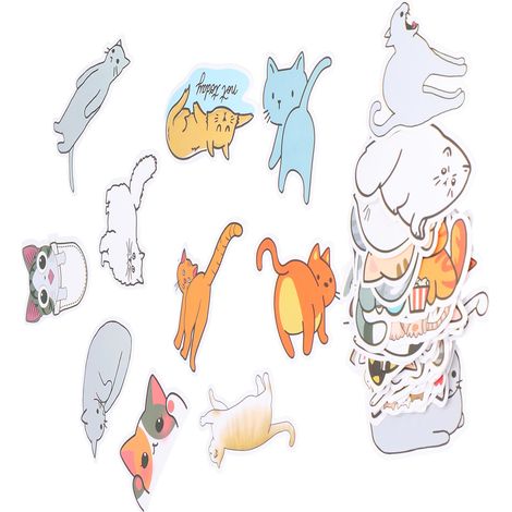 50 autocollants vinyle mélangés motif chat mignon déco universelle DIY pour voiture ordinateur portable bagage (1/5)