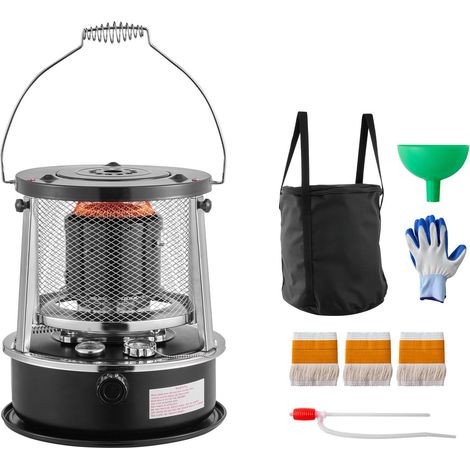 Chauffage Kérosène Portable 9000 BTU, 2-en-1 Non Électrique, Hauteur et Flamme Réglables, pour Camping, Chasse, Cuisine, Garage, Noir (1/5)