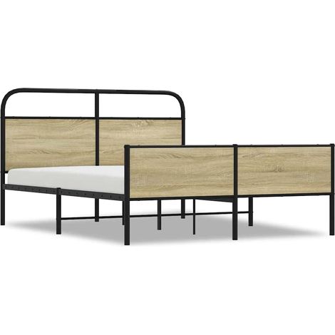 Maison Exclusive - Metallbett ohne Matratze Sonoma-Eiche 160x200