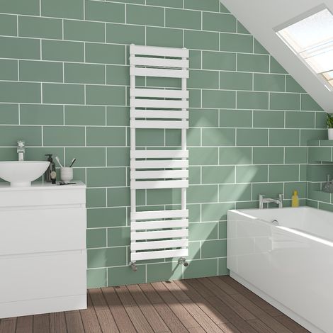 Flat Panel White Towel Radiator Bathroom Heated Warmer 1600x450mm (1/5)