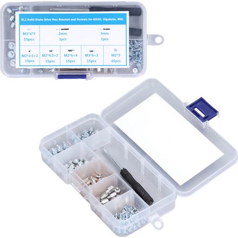 Vis de fixation M.2 pour disque SSD, kit de réparation pour ordinateur portable incluant tournevis et écrous hexagonaux (1/5)