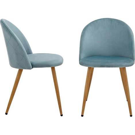 2er Set Esszimmerstühle Samt mit Holzoptik Metallbeinen Grün (1/5)