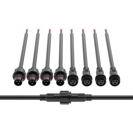 3Pin Connecteur Électrique Étanche 18AWG IP65 Mâle Femelle Connecteur Câble D'extension 20cm Pour Voiture,Camion,Bateau,Bande LED Extérieure Intérieure 22mm Écrou Grande Taille 5 Paires (1/5)