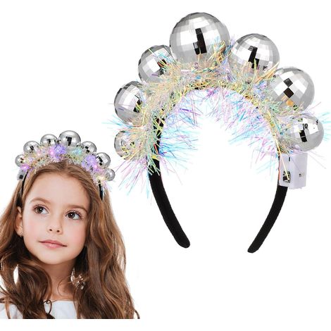 Diadema vintage de plástico con forma de bola de discoteca para fiestas. (1/5)