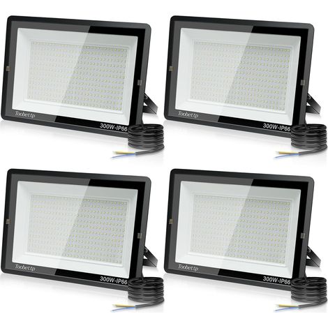 4PCS 300W Projecteur LED Extérieur, Spot LED Exterieur 30000LM Super Lumineux 6500K Blanc Froid Éclairage de Sécurité Extérieur IP66 Imperméable pour Garage Jardin Terrasse Parking (1/5)