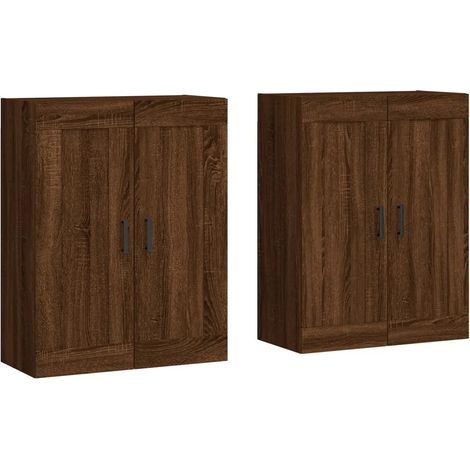 Set di 2 pensili decorativi da parete 69,5 x 34 x 90 cm in legno di rovere ingegnerizzato marrone 020055483