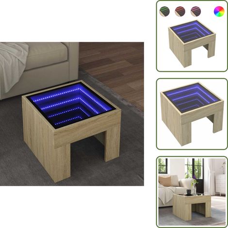 vidaXL Table basse avec LED infini chêne sonoma 40x40x30 cm (1/5)