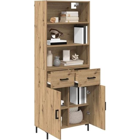 Armoire en Chêne Massif Artisanale - Placard Haut de 180 cm avec Portes, Meuble de Rangement Élégant 69,5 x 34 x 180 cm pour Chambre et Entrée (1/5)