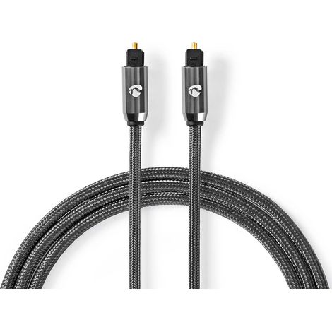 Cable de audio optico toslink hombre toslink hombre 500 metros redondo trenzado gris con metal carton con ventana cubierta