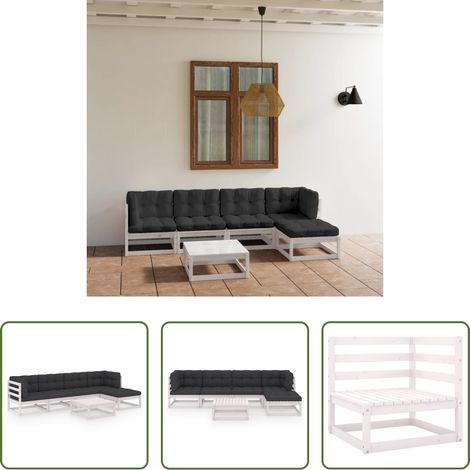 Gartenlounge -  6-tlg. Garten-Lounge-Set mit Kissen Kiefer Massivholz (1/5)