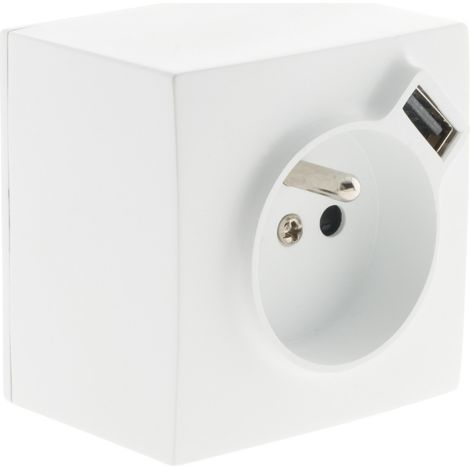Prise saillie 2P+T avec USB 2,4A – Installation en saillie – Puissance 3680W – Design moderne pour intérieur – Bel'Vue (1/3)