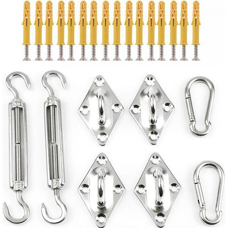 Kit de quincaillerie pour voile d'ombrage, plaque à œillet pivotante robuste en acier inoxydable 304 antirouille, accessoires pour voile d'ombrage (1/5)