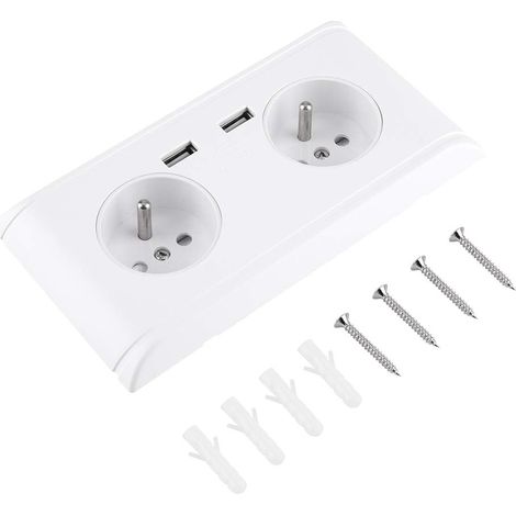 Presa di corrente multifunzione da parete con due porte USB per la ricarica del telefono, spina europea da 250 V.