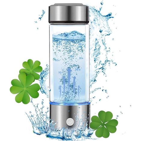 Botella de agua actualizada con generador de hidrógeno,Vaso de vidrio saludable para agua rica en hidrógeno (420 ml),Regalo para amigos (1/5)