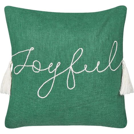 Cuscino decorativo Motivo natalizio 45 x 45 cm Cotone sfoderabile Riempimento Poliestere Nappe Verde Elettaria