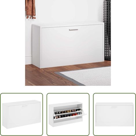 Schuhregal - Schuhbank Hochglanz-Weiß 80 x 24 x 45 cm Holzwerkstoff (1/5)