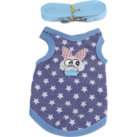 Gilet pour animaux de compagnie avec laisse chaude et respirante, vêtements mignons pour petits animaux, corde de traction pour lapins, cochons d'Inde et chats. (1/5)