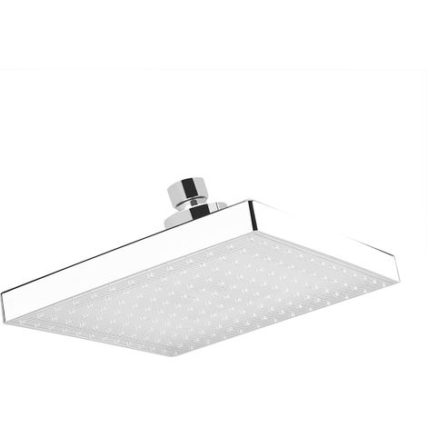 Pommeau de douche carré chromé de 20 cm (8 pouces) avec éclairage LED effet pluie et 7 couleurs changeantes pour une ambiance romantique. (1/5)