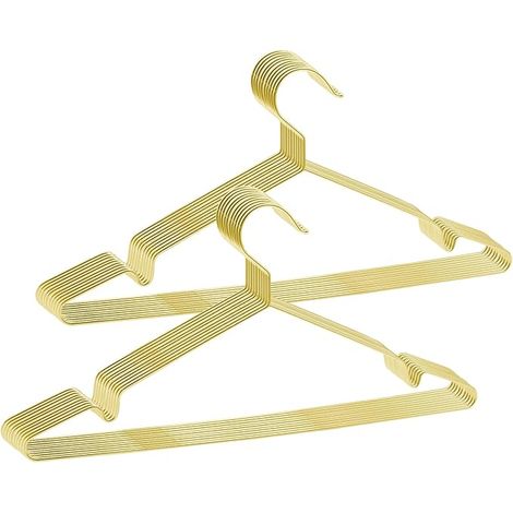 Set de 20 cintres métalliques, robustes, peu encombrants, résistants à la rouille, élégants et de haute qualité, durables, 42 x 0,3 x 18 CM (L x L x h), doré. (1/5)