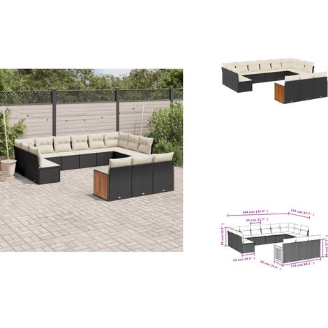 13-tlg. Garten-Sofagarnitur mit Kissen Schwarz Poly Rattan - Gartensofas - Outdoor Möbel - Lounge Set - Rattan Gartenmöbel - Gartenlounge (1/3)