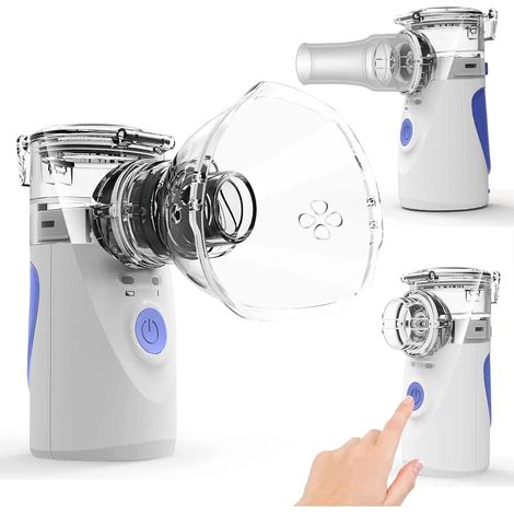 Tragbarer Ultraschallvernebler, Kaltnebelinhalator für Erwachsene und Kinder, batteriebetriebenes Atemgerät, für Zuhause, Büro und Reisen (Blau) (1/5)