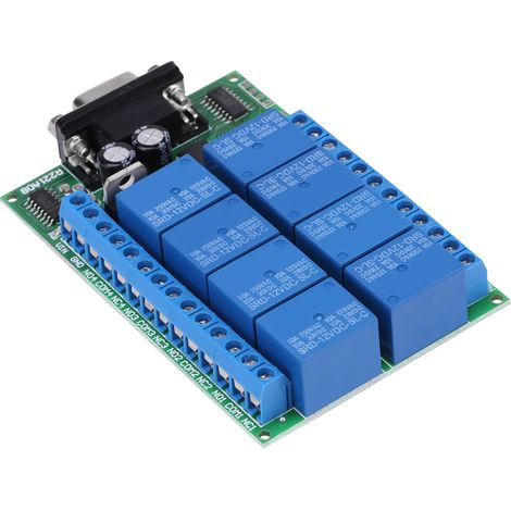 Module relais 12 V 8 canaux DB9 RS 232 avec télécommande pour maison connectée (1/5)