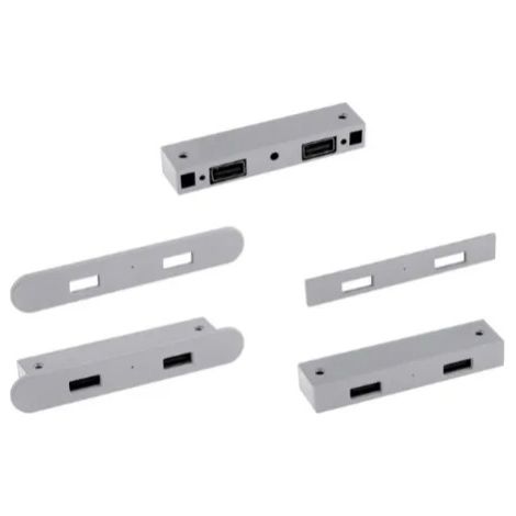 Prise encastrable chargeur 2X USB A rectangulaire Gris