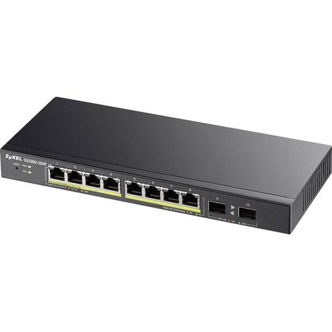 Switch réseau ZyXEL 10x GE GS1900-10HP 8x PoE Ports, 2x SFP 10 ports S051181 (1/4)