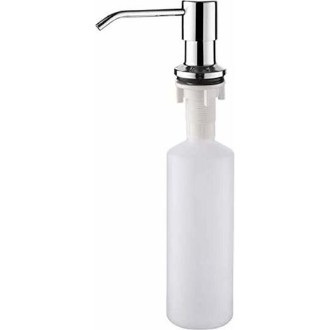 BelleRise - Distributeur de savon liquide pour évier de cuisine 500 ml, diffuseur à pompe, distributeur de détergent dissimulé, argent (1/5)
