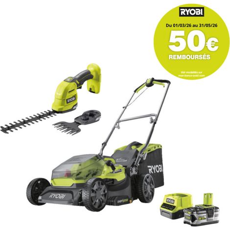 Pack Tondeuse et Cisaille 18V RYOBI - Batterie 5,0Ah et Chargeur - RY18LMX37AGSA-150 (1/5)