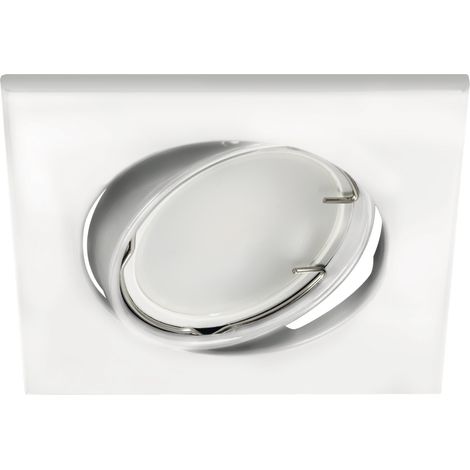 Anneau décoratif encastrable - acier blanc - orientable - LED GU10 MR16 - 88x88mm (1/2)
