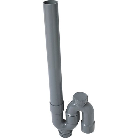 Siphon Machine à Laver Sortie Verticale Étanche, anti-odeurs, installation facile, fabriqué en France, gris, Wirquin 30724301, Gris