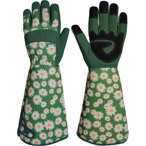 Gants de Jardinage Taille de Rosiers avec Manche Longue Hommes Femmes Cuir Gants de Travail Jardinage Jardin Antidérapants Cour Respirants Confortables Extérieur (Gants Longs, M) (1/5)