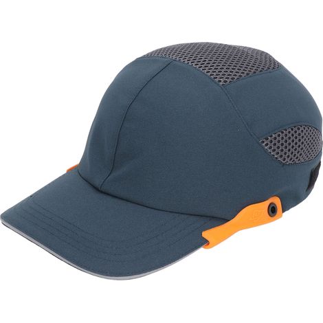 Casquette de protection Bump Hat respirante réglable pour sport et travail, bleu avec bordure orange, visière baseball, coque dure légère (1/5)