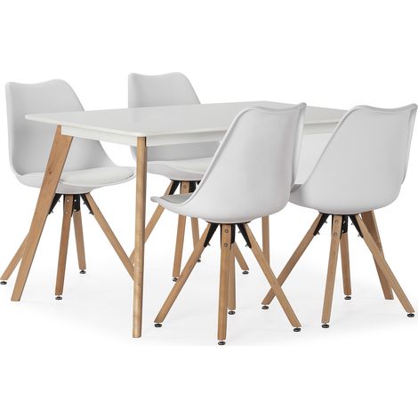 Juego de mesa 120x80 cm y 4 sillas de comedor Jeff color Blanco (1/5)