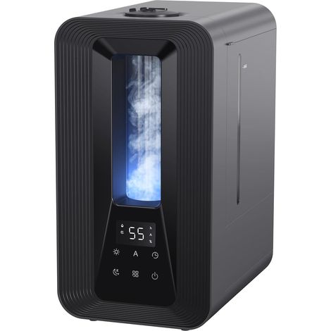 Humidificateur d'Air Chambre Top-Fill, 5L Ultrasonique Brume Froide avec Diffuseur Aromes, Hygrostat Intelligent, Veilleuse, 50H/25dB Silencieux pour Bureau Bébé Plantes (1/5)