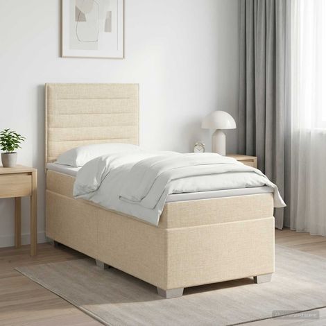 Lit boxspring avec matelas Crème 90 x 190 cm Tissu (1/5)