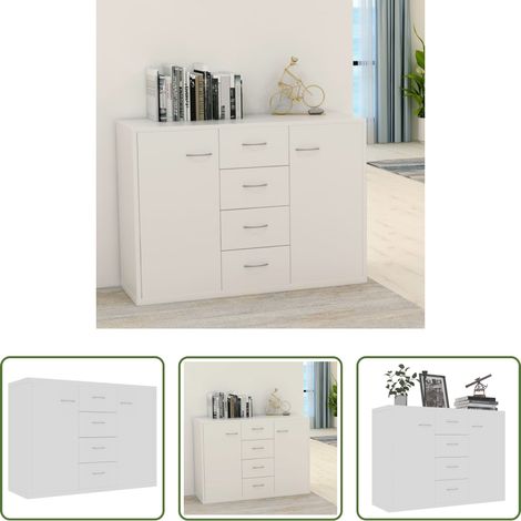 Holzwerkstoff - Sideboard Weiß 88x30x65 cm Holzwerkstoff (1/5)