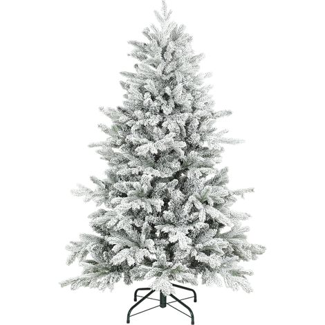 HOMCOM 5ft Artificial Christmas Tree with Snow, Hinged Xmas Tree (1/5)