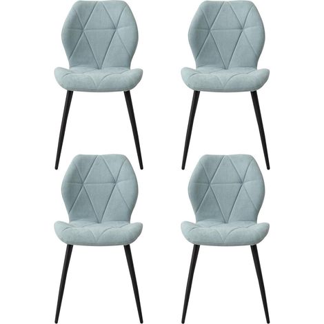 4er-Set Esszimmerstühle Mintgrün Leinen Diamantmuster Gepolstert Ergonomisch (1/5)