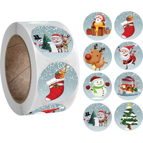 500 Autocollants Noël Bonhomme de neige Papier 2,5cm Décoration Cadeaux Cartes Enveloppes Fête Enfants (1/5)