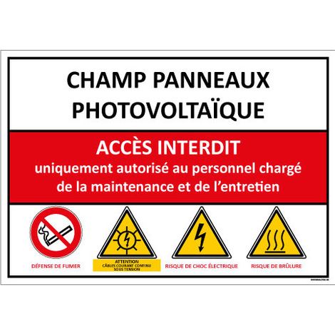 Signalétique CHAMP PANNEAUX PHOTOVOLTAIQUE (D0975) - Adhésif - 150 x 210 mm