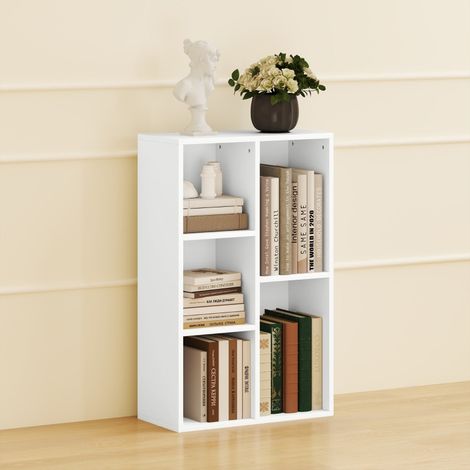 REDOM Bibliothèque meuble 24x50x80cm 5 cubes de rangement bois multifonction blanc pour salon bureau